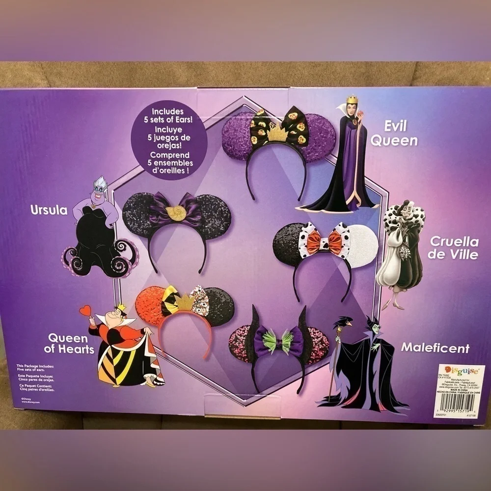 Disney 100th anniversary Disney Villains 5 Piece Ear Headband Box Set